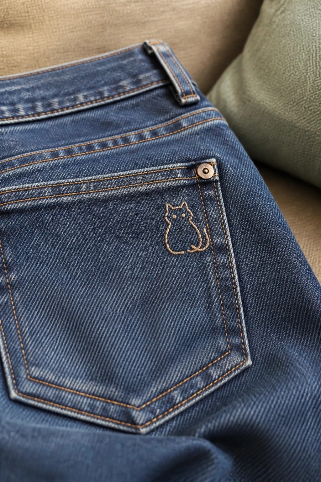 Floral embroidery on frayed hem of light blue denim shorts.