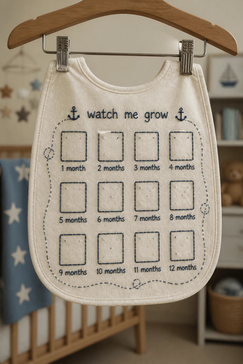 White baby bib embroidered with